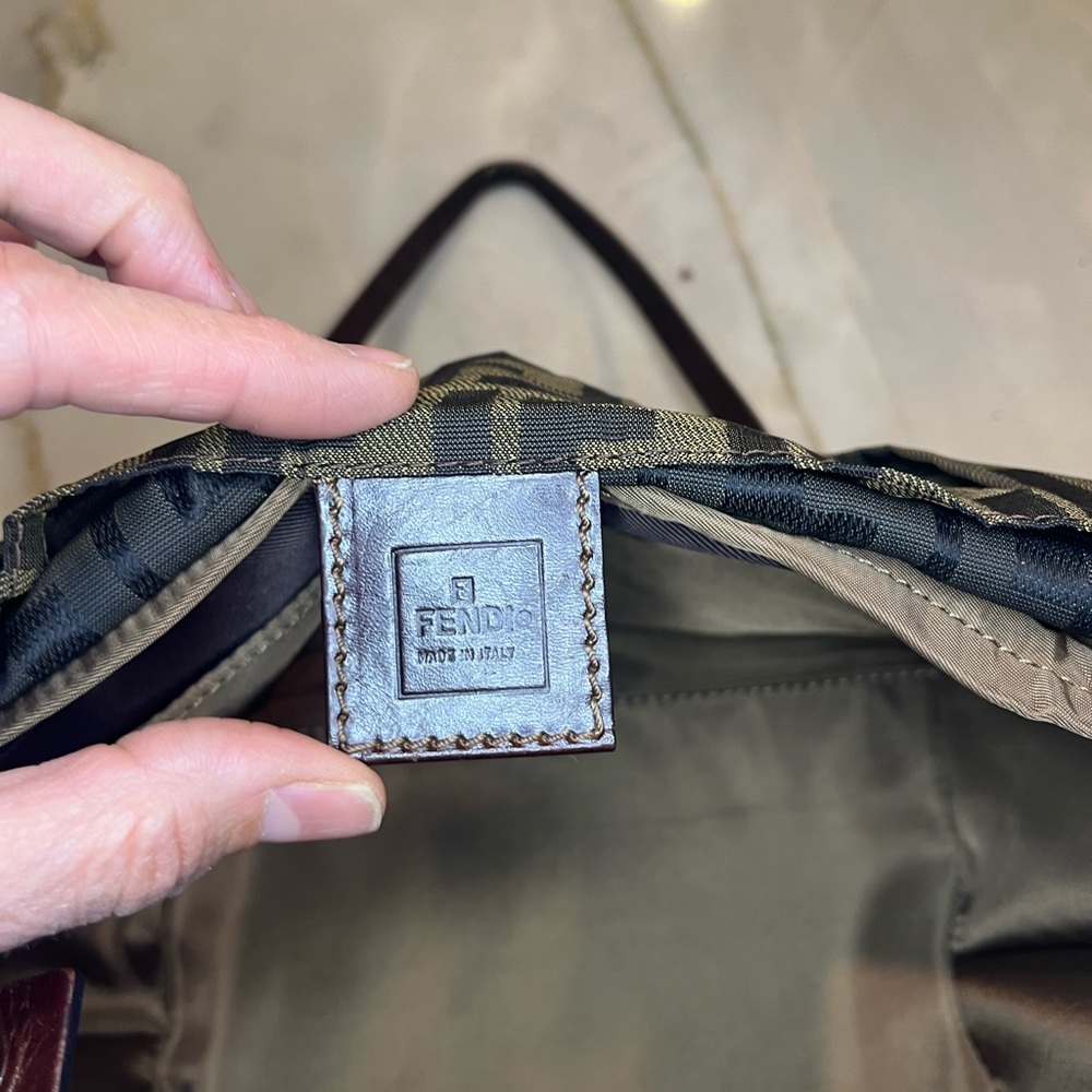 FENDI Zucca auth canvas mini tote shoulder bag, leather handles, silver logos - Picture 5 of 17